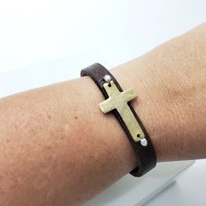 Leather cross bracelet